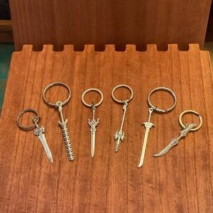 Lot of 6 handmade sword keychains
